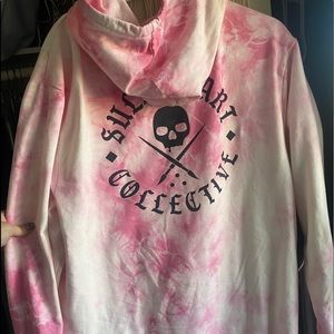 NEW SULLEN ANGELS WOMEN'S BADGE PINK DYE HOODIE